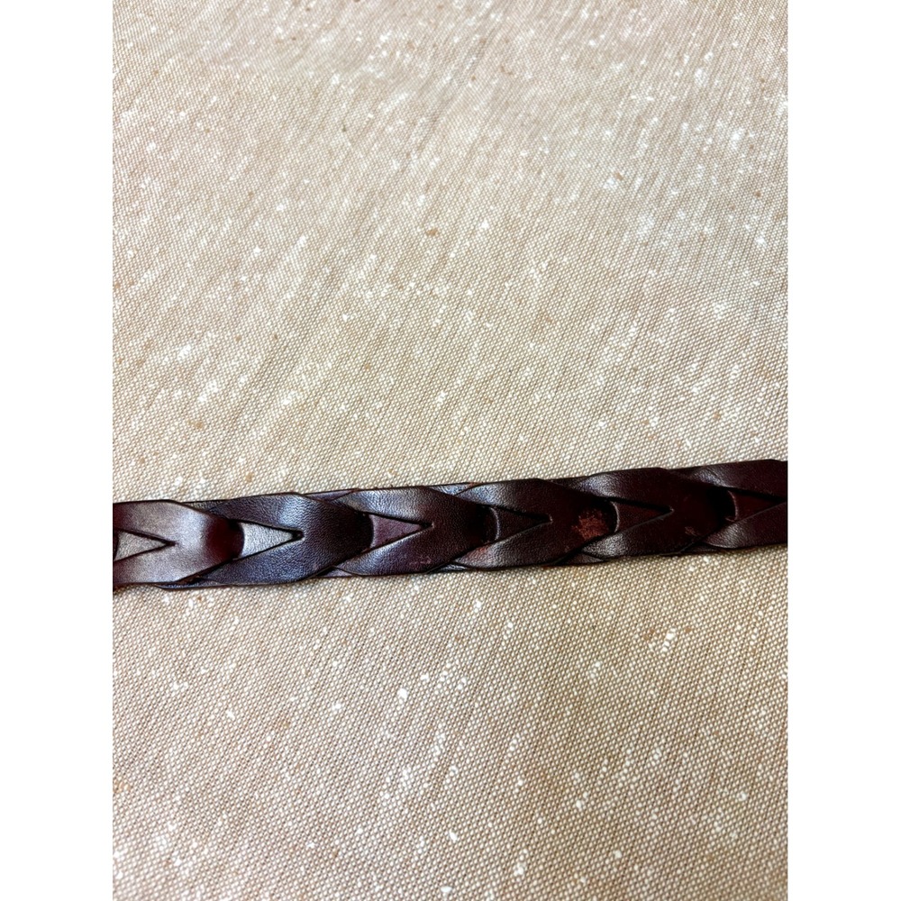 Vintage Braided Brown Leather Belt Handcrafted Mexico Brass Hardware 33in - Picture 6 of 11